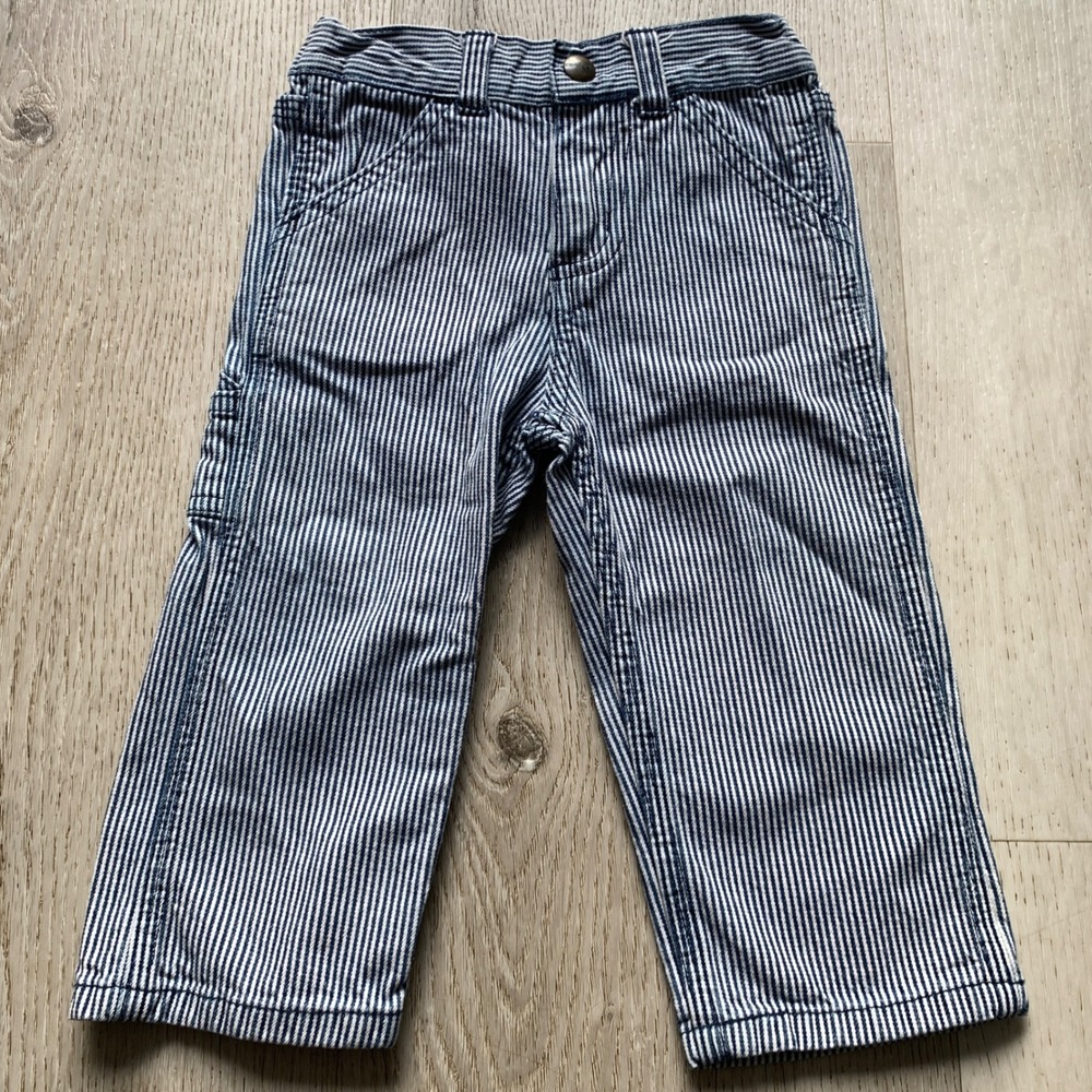 Carhartt Boys' 12M Hickory Stripe Denim Jeans Utility Carpenter Pants‎
